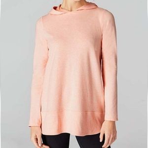 J Jill Soft Coral Dust Heather Pure Jill Harmony Rib-Trimmed Hoodie Women Size S